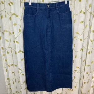 Vintage Roughrider Long Denim MAXI Skirt Size 11/12 Coastal Cowgirl Western Wear